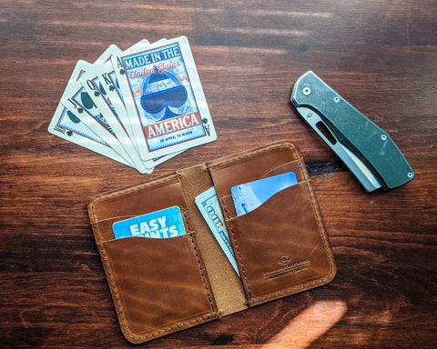 Leather vertical wallet